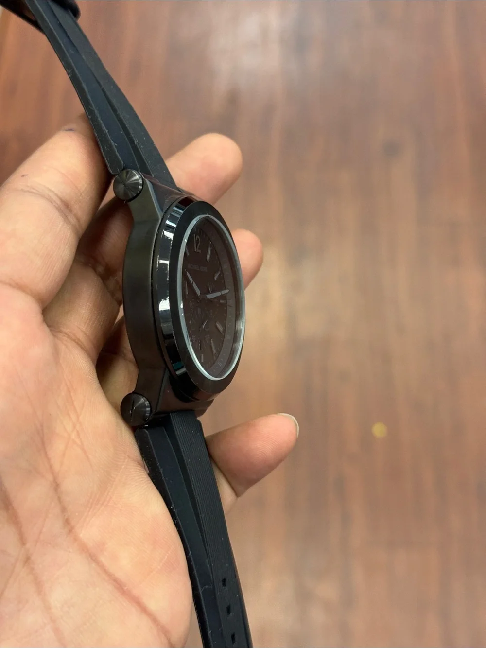 Michael Kors Matte Black Men's Chronograph reubber strap Watch
